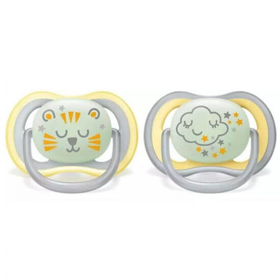 Philips Avent Ultra Air phosphorescent pacifiers, +18 months, 2 pieces Yellow SCF376/01, Philips