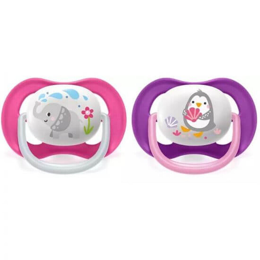 Philips Avent Succhietti Ultra Air, 6-18 mesi, Rosa e Viola SCF080/08, Philips