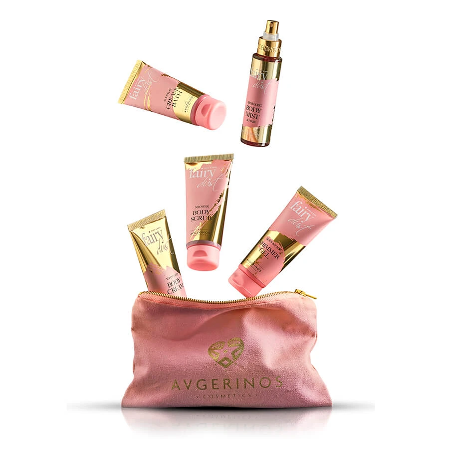 Avgerinos Cosmetics | Promo Fairy Dust Gift Bag Body Cleansing Set with Body Scrub, Body Shower Gel & Shower Gel. Body Cream | 1 set