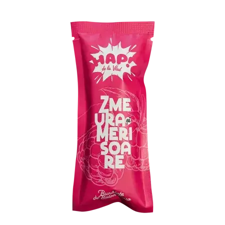 Baton raw vegan cu zmeura si merisoare, 45g, Hap de la Vlad