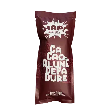 Barre végétalienne crue au cacao et aux noisettes, 45 g, Tata Vlad