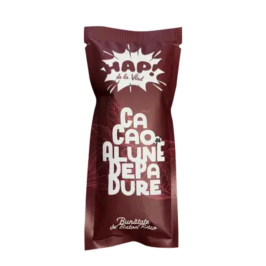 Barre végétalienne crue au cacao et aux noisettes, 45 g, Tata Vlad