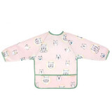 Bib with sleeves, pink with cheerful animals, Badabulle