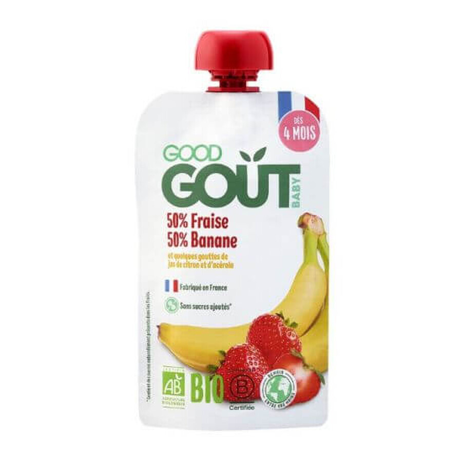 Purea di fragole e banane bio, +4 mesi, 120 gr, Gotta buona