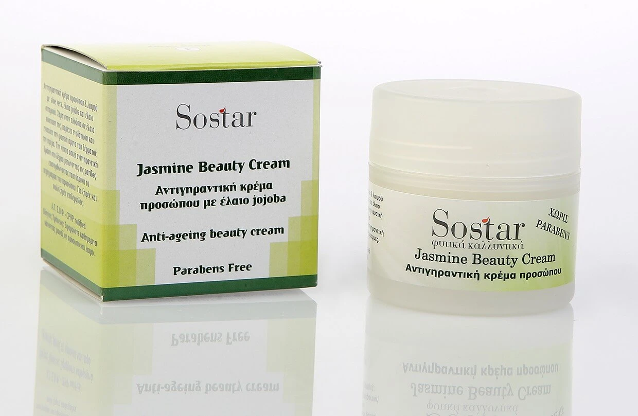 Sostar | Jasmijn Schoonheidscrème | Anti-Ageing Gezichts- en Halscrème met Aloë Vera, Jojoba en Tarweolie | 50 ml