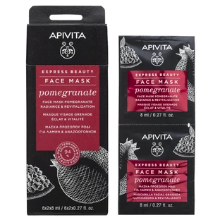 Apivita | Express Beauty | Maseczka do twarzy z granatem dla połysku i rewitalizacji blasku | 2x8ml