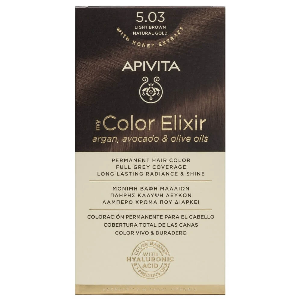 Apivita | My Color Elixir Permanente Haarkleuring Nr 5.03 Bruin Licht Natuurlijk Honing | 50ml