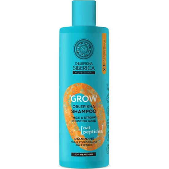 NATURA SIBERICA Oblepikha O Professionele Versterkende Shampoo, met 3x Hippophae & Haverpeptiden voor haarversteviging, 400ml