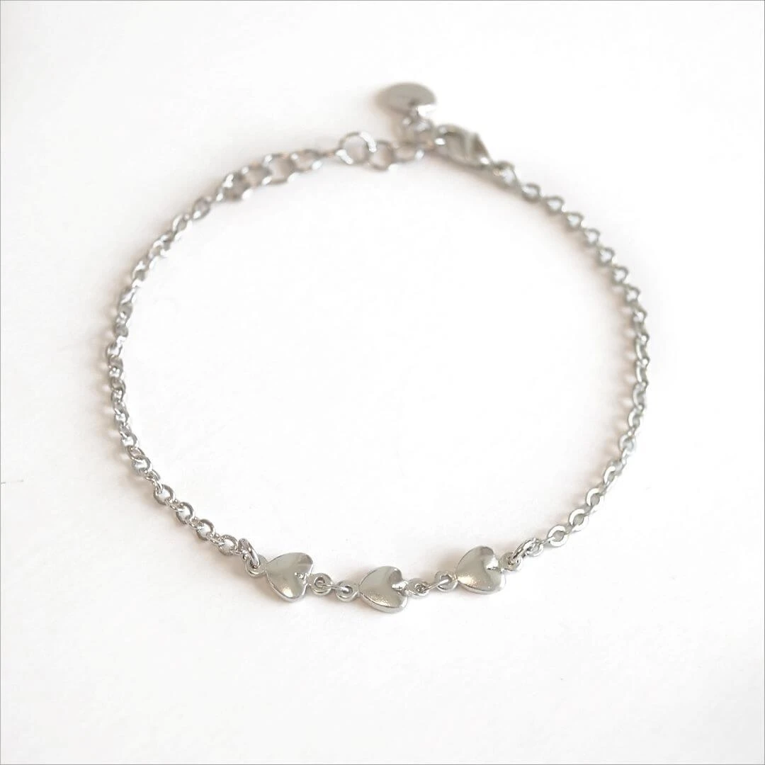 FARMA BIJOUX Hypoallergene Armband Zilver met Hartjes 19cm