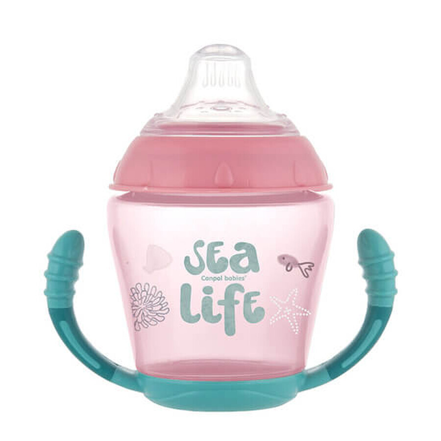 Tasse à bec souple anti-rides Sea life, 230 ml, rose, Canpol Babies