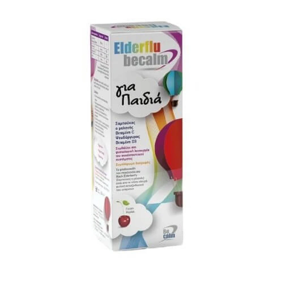 BECALM Elderflu Kirschsirup für Kinder zum Schutz vor Viren und Erkältungen 250ml