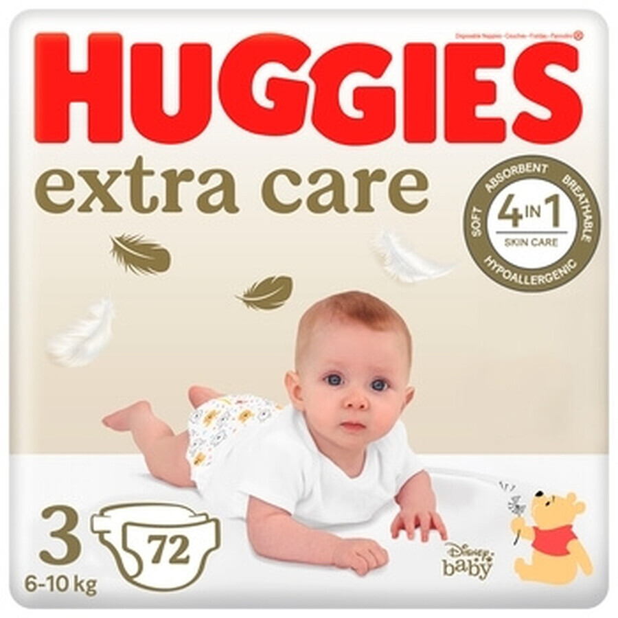 Diaper No. 3 Extra Care, 5-9 kg, 72 pcs, Huggies