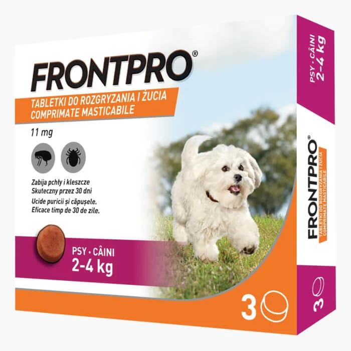 FrontPro 11 mg kauwtabletten tegen vlooien en teken voor honden 2-4 kg - 3 tabletten