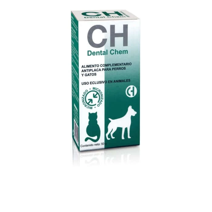 CH DENTAL CHEM voedingssupplement voor honden en katten, aanbevolen ter voorkoming van tandplak en tandsteenvorming 50 g