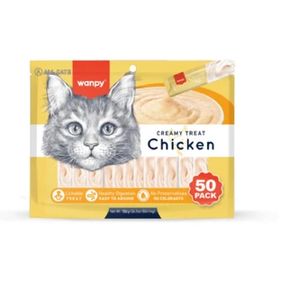 WANPY Creamy Treaty, Kip, zakje voor kattenbeloning, (puree), 700g