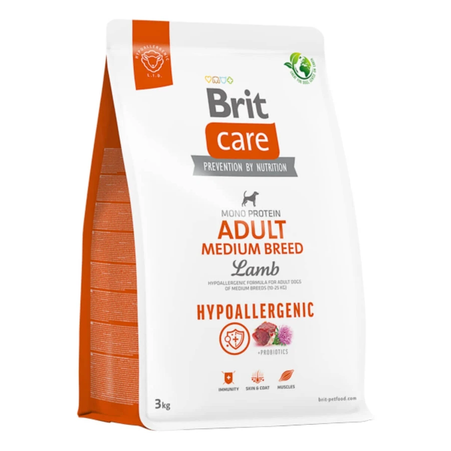 BRIT Care Hypoallergenic Adult Medium Breed, M, Honey, single protein dry food for dogs, immune system & allergies, 3kg