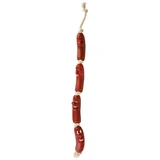 TRIXIE, Wurst an der Schnur Spielzeug für Hunde, Kunststoff mit Schnur, 75cm, rot, 4 Stück