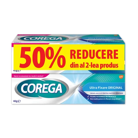 Ultra Fixation Original Prothese Kleefcrème Verpakking, 2x40 gr, Corega