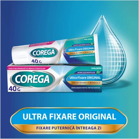 Ultra Fixation Original Prothese Kleefcrème Verpakking, 2x40 gr, Corega