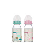 Bottiglia in vetro decorato, 0-24 mesi, 120 ml, BabyNova