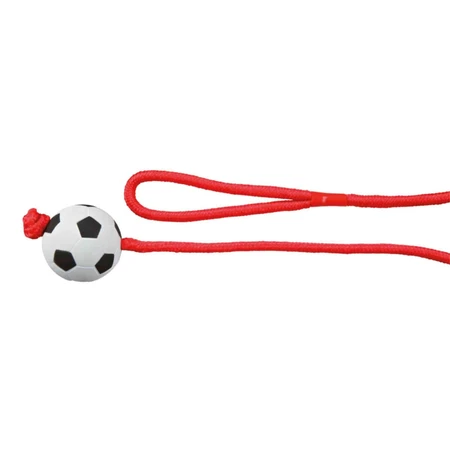 TRIXIE, Fußballspielzeug mit Schnur für Hunde, Gummi, 6cm x 1m, multicolor
