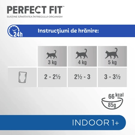 PERFECT FIT Cat Indoor 1+, Poulet, Saumon, sachet de nourriture humide pour chat, (en sauce), multipack, 85g x 4pcs