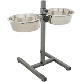 TRIXIE, set dog bowls + 2 bowls, adjustable height, metal, L-XL(2.8l, ⌀24cm)