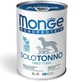 MONGE Monoprotein, XS-XL, Atún, comida húmeda en lata para perros, sin cereales y con una sola proteína, (paté), 400g