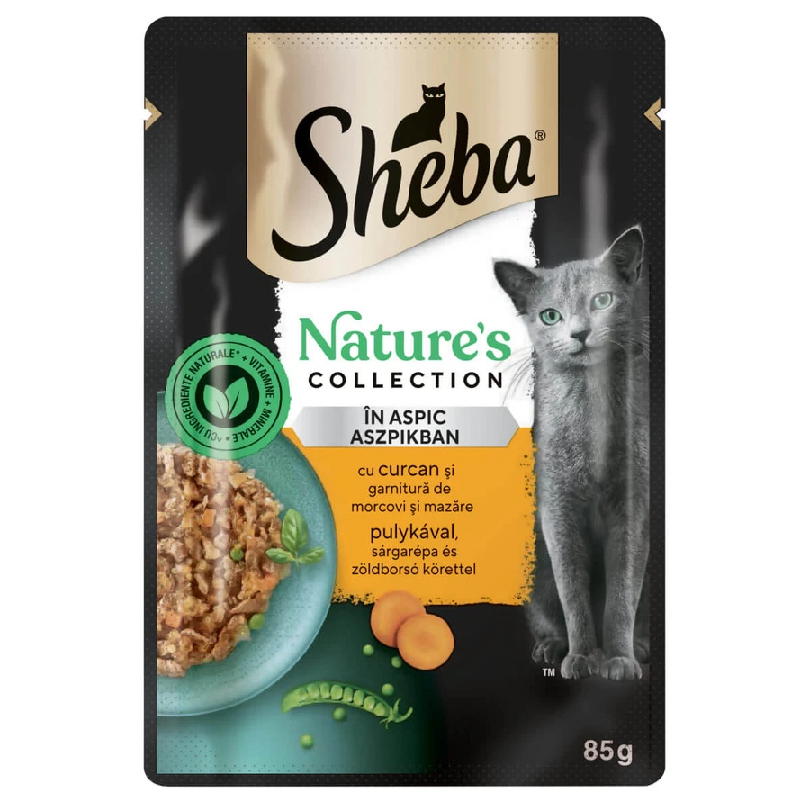 SHEBA Nature's Collection, Kalkoen en Groenten, zakje vochtig, graanvrij kattenvoer, (in aspic), 85g