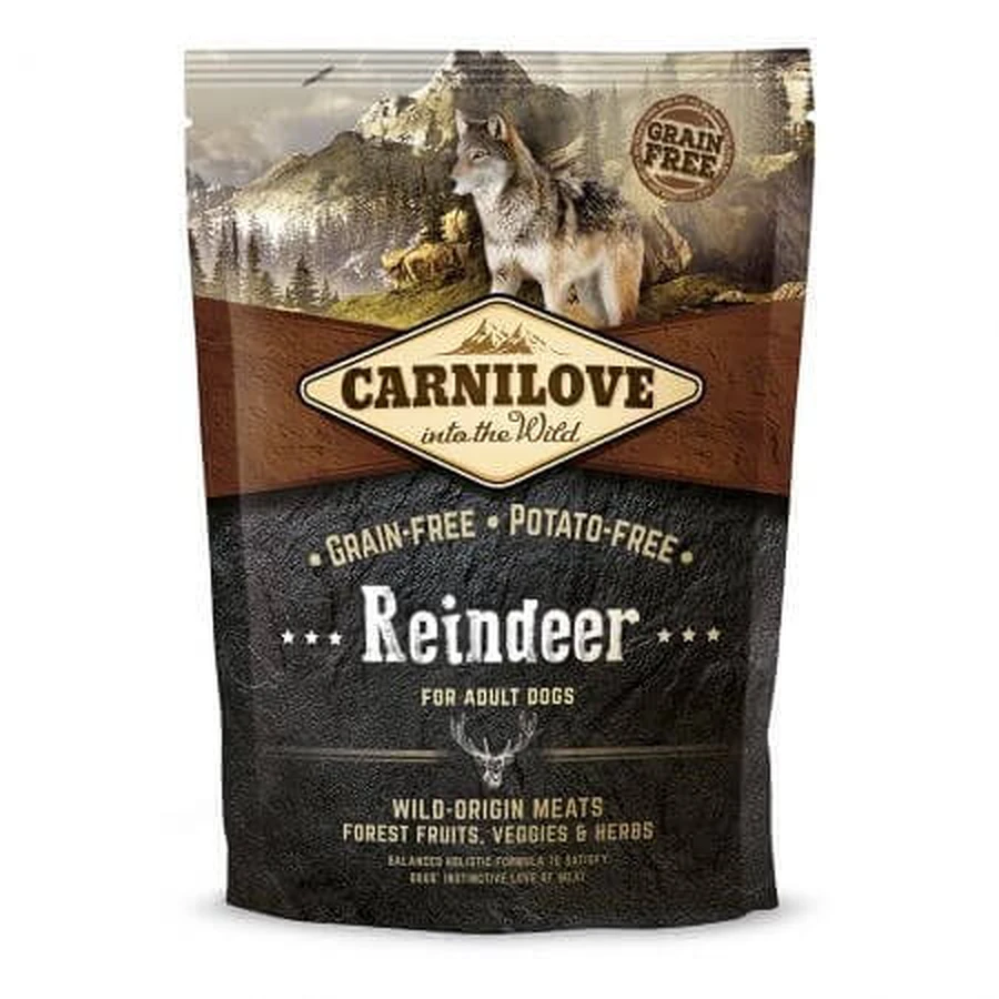 CARNILOVE Adult S-XL, Ren, croquettes sans céréales pour chiens, 1,5kg