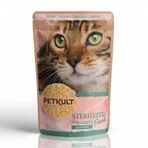 PETKULT Stérilisé, Lapin, sachet de nourriture humide sans grain pour chat, 100g