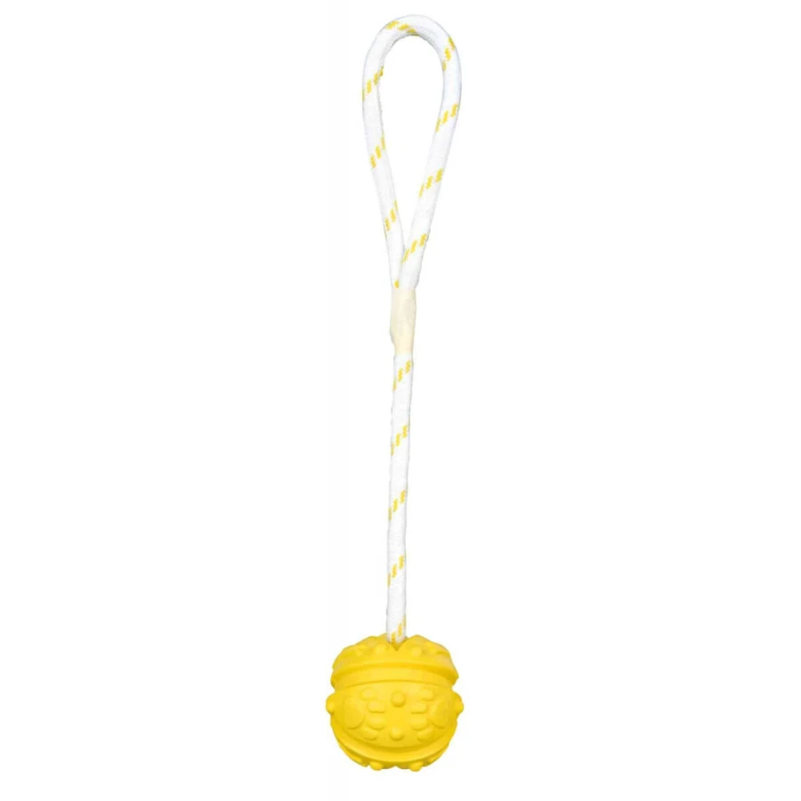 TRIXIE, drijvende bal speelgoed met touw, honden, rubber, 7 x 35cm, veelkleurig