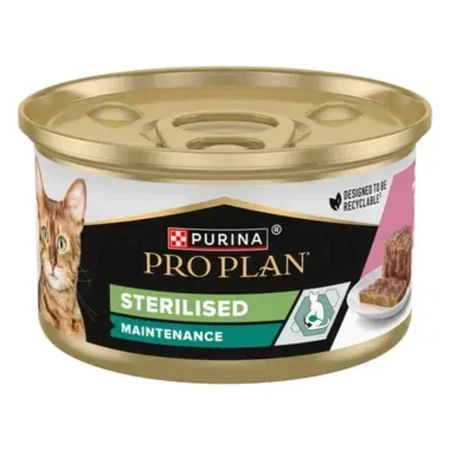 PURINA Pro Plan Sterilized Onderhoud, Tonijn en Zalm, natvoer voor gesteriliseerde katten, (pate), 85g, 85g