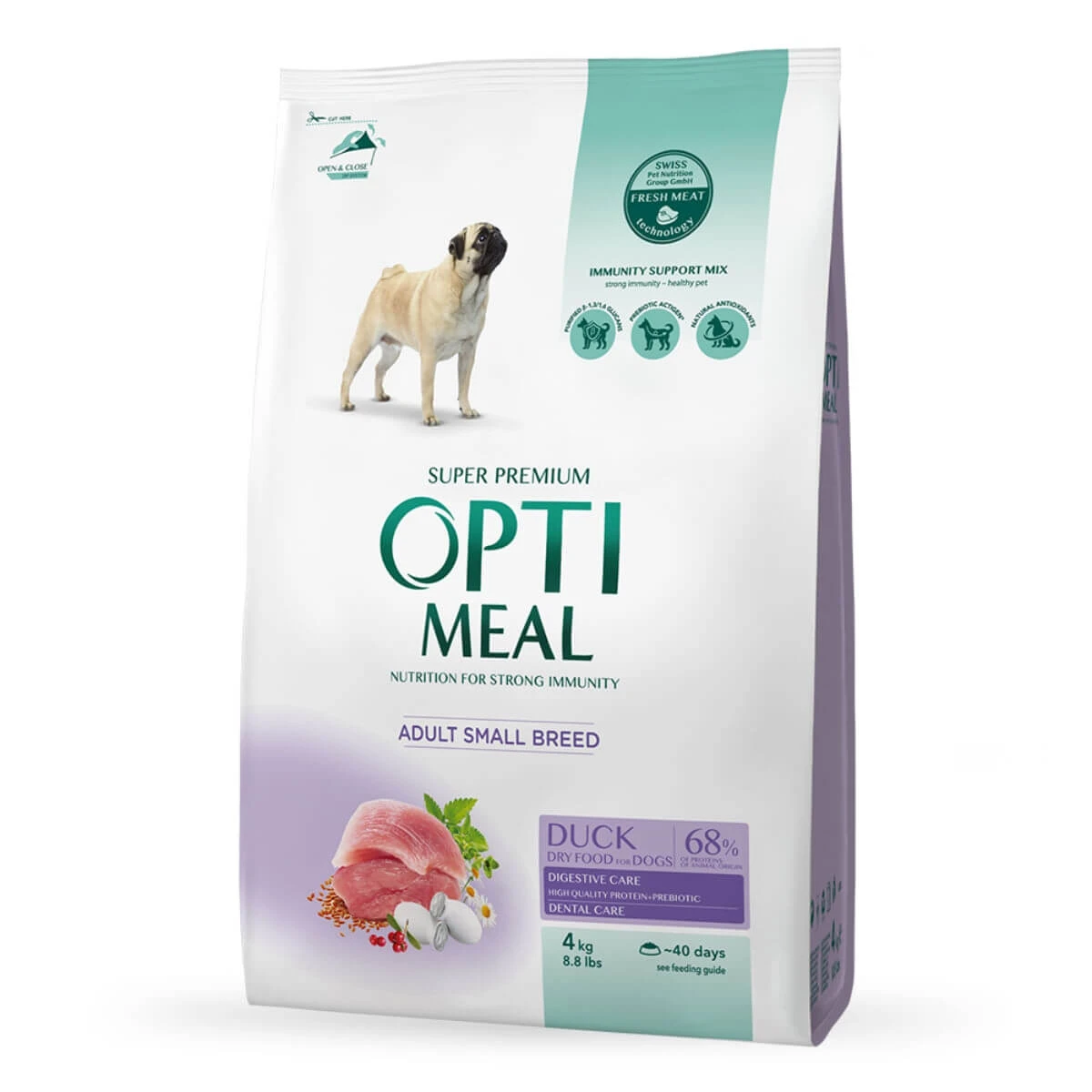 OPTIMEAL Adult, XS-S, Eend, droogvoer voor honden, 4kg