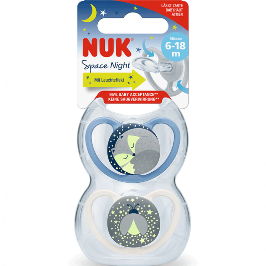 Sucette en silicone Space Night, 0-6 mois, garçons, Nuk