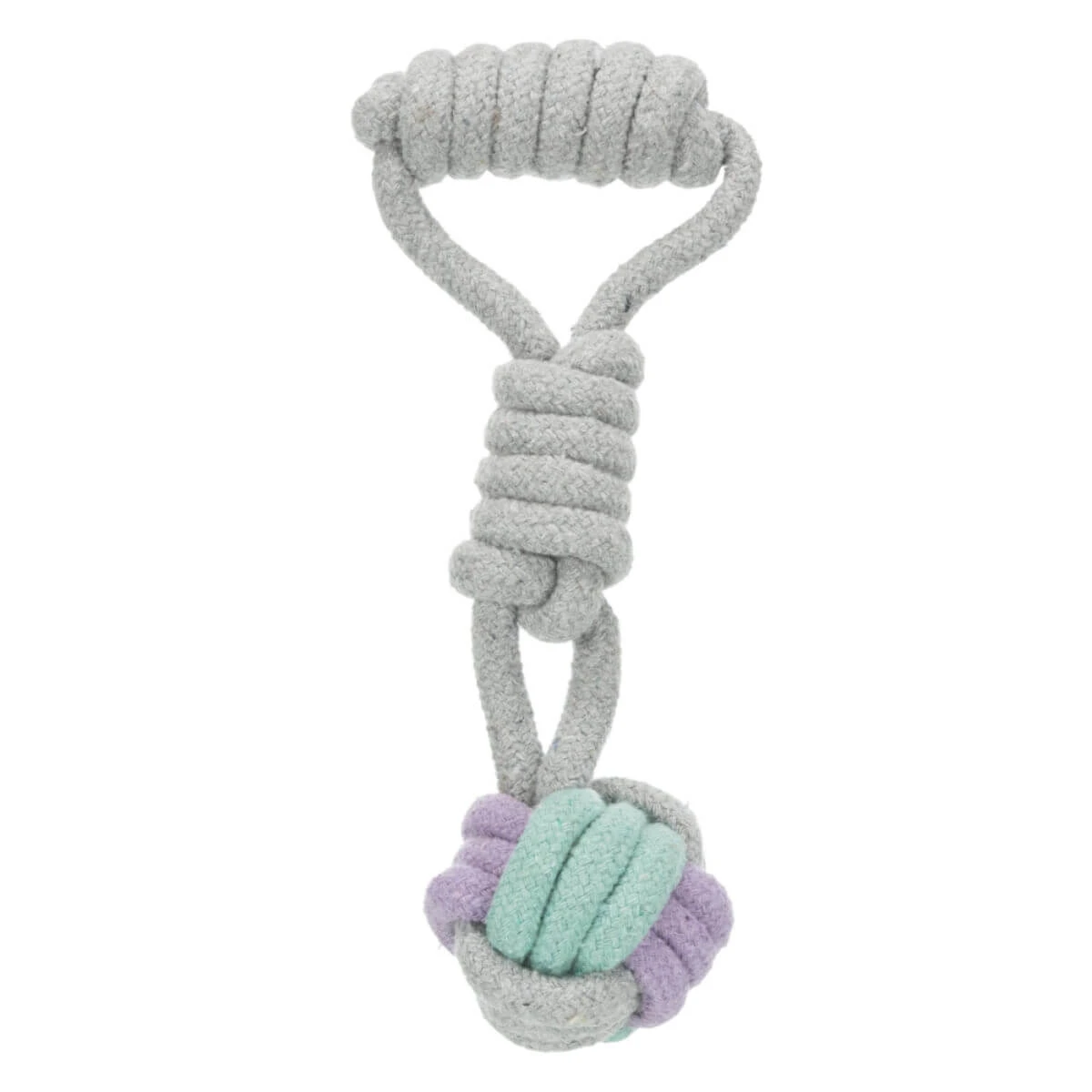 TRIXIE, Textil Robuust speeltje voor kleine honden, 6cm x 23cm, grijs/mov/groen
