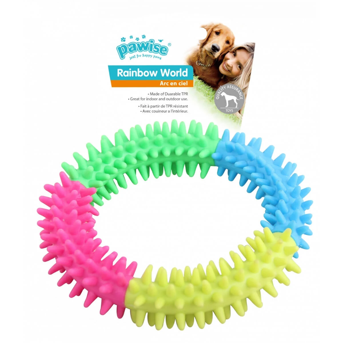 PAWISE Rainbow, hondenkauwspeeltje, M, rubber, bijtend, veelkleurig