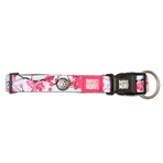 MAX & MOLLY Smart ID Cherry Bloom, hondenhalsband, verstelbaar, polyester, blauw en roze, drietand gesp, S(28-45 x 1.5cm)