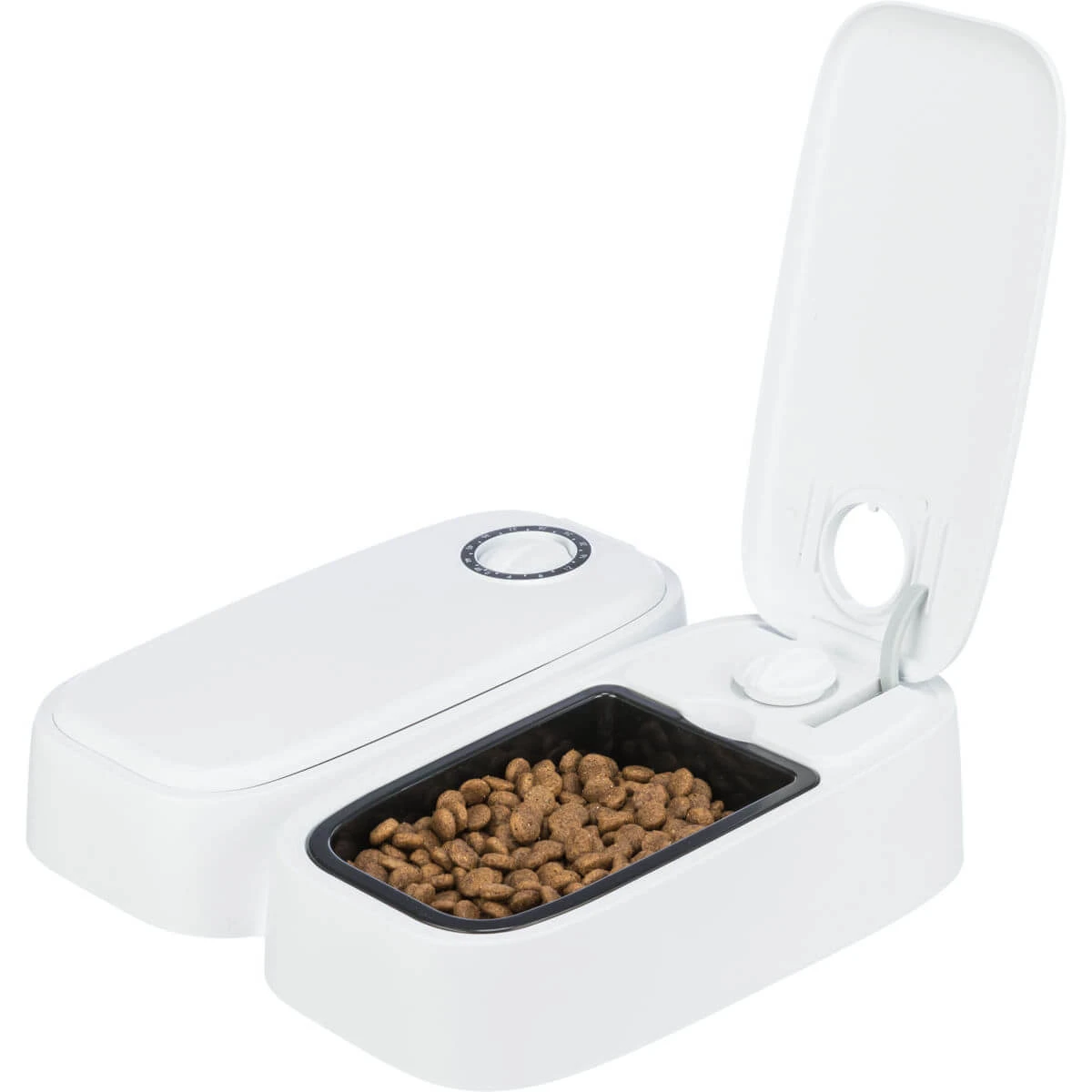 TRIXIE TX2, hondenvoerautomaat, 2 rechthoekige voerbakken, programmeerbaar, kunststof, zwart en wit, S-L(0,6l, 27x7cm)