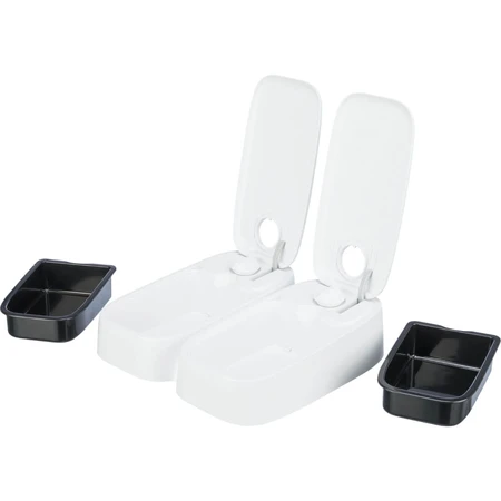 TRIXIE TX2, hondenvoerautomaat, 2 rechthoekige voerbakken, programmeerbaar, kunststof, zwart en wit, S-L(0,6l, 27x7cm)