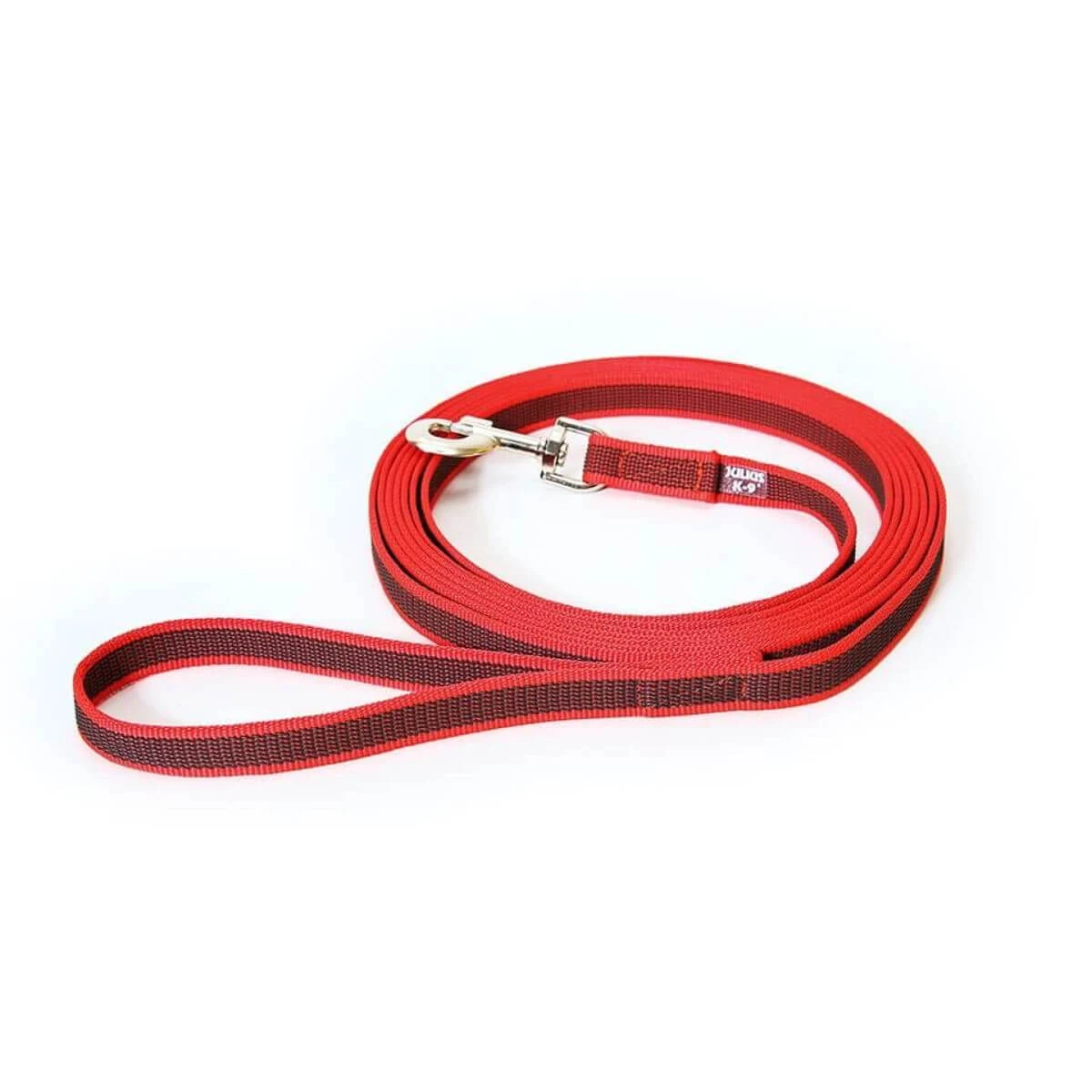 JULIUS-K9 Color & Gray, anti-slip riem met handvat voor honden, 50kg, textiel, tape, 20mm x 3m, rood