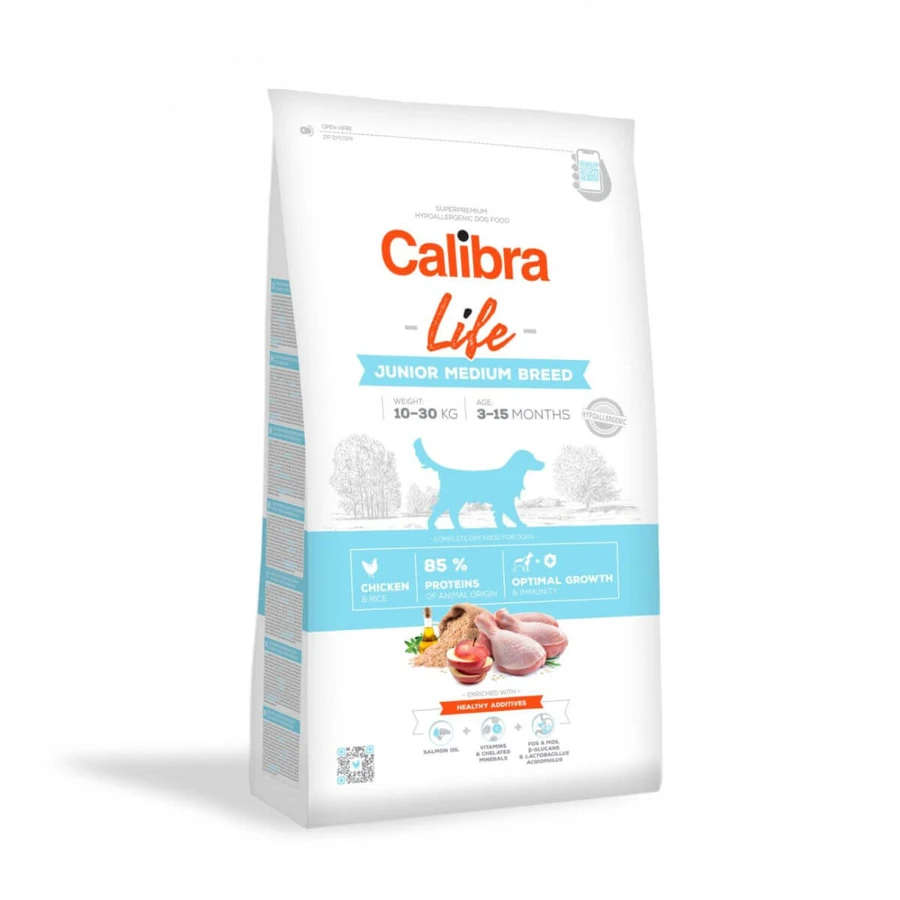 CALIBRA Life Junior Medium Breed, M, Chicken, low grain dry food for junior dogs, 2.5kg