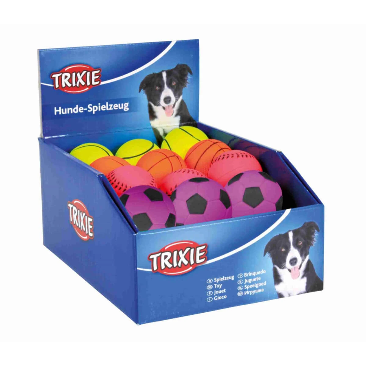 Trixie, drijvende bal speelgoed honden, 2 modellen, rubber, 6cm, veelkleurig