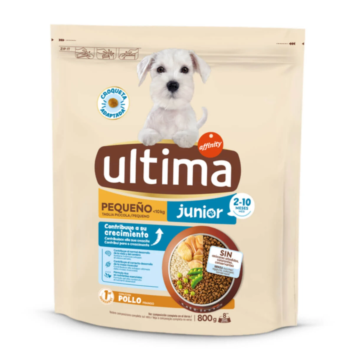 ULTIMA Small Junior, XS-S, Kip, droogvoer voor jonge honden, 800g