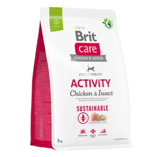 BRIT Care Sustainable Activity, XS-XL, Kip en Insecten, droogvoer voor honden, intensieve activiteit, gewrichtssysteem, 3kg