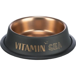 TRIXIE Be Nordic, cat bowl, round, non-slip, stainless steel, black and gold, 0.2l, ⌀15cm