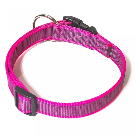 JULIUS-K9 Color & Gray, verstelbare halsband met handvat honden, nylon, 25mm x 39-45cm, roze