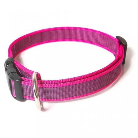 JULIUS-K9 Color & Gray, verstelbare halsband met handvat honden, nylon, 25mm x 39-45cm, roze