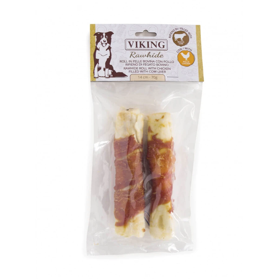 LEOPET Viking Viking Rawhide Roll Filled, M-L, Kurczak i wątróbka wołowa, bezzbożowa saszetka-nagroda dla psów, 70g: ceny i cechy