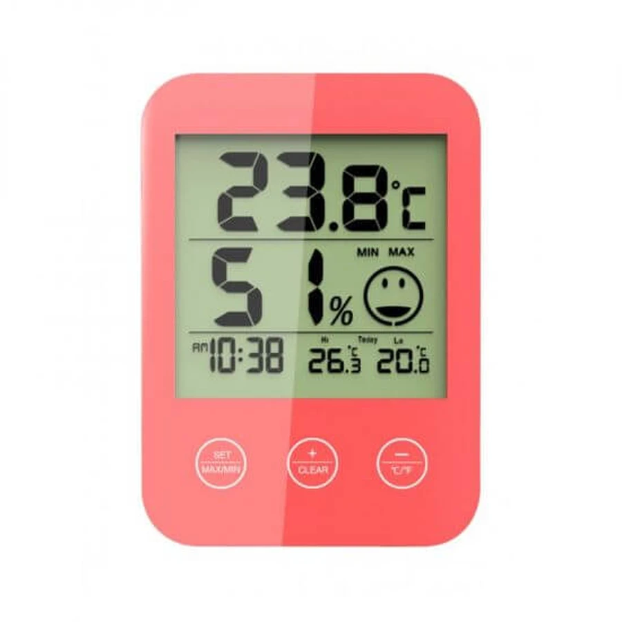 Thermohygrometer met digitaal display, rood, Alecoair